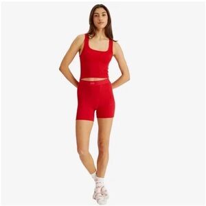 Skims Red Cotton Ribbed Boxer shorts 2x